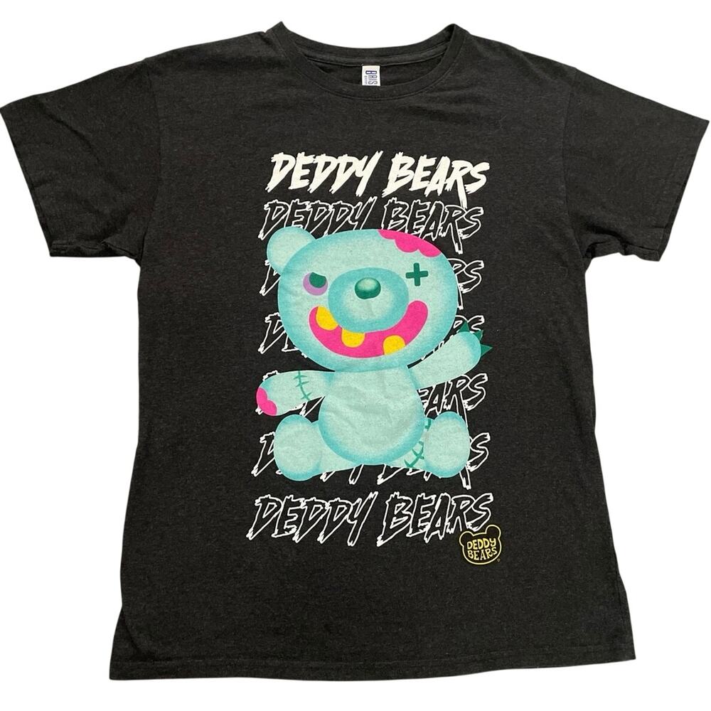 Deddy Bears Mens Gray Blue Pink White Zombie Graphic Crew Neck Cotton Blend S M